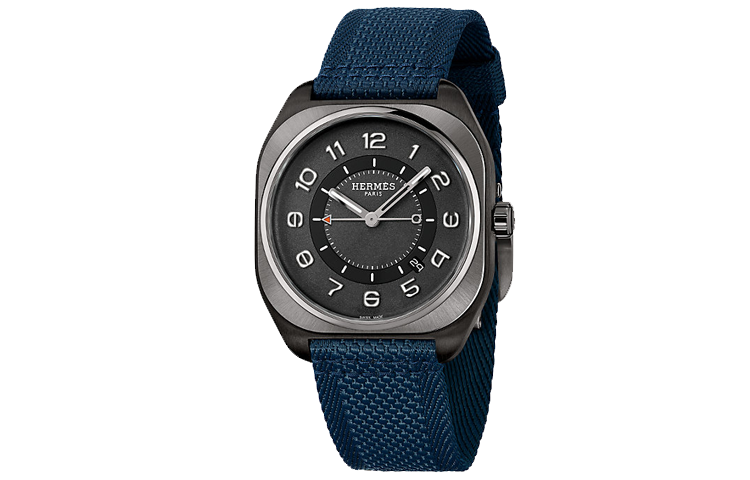 

HERMES Часы H08 Collection с автоматическим механическим механизмом, черным циферблатом и тканевым ремешком