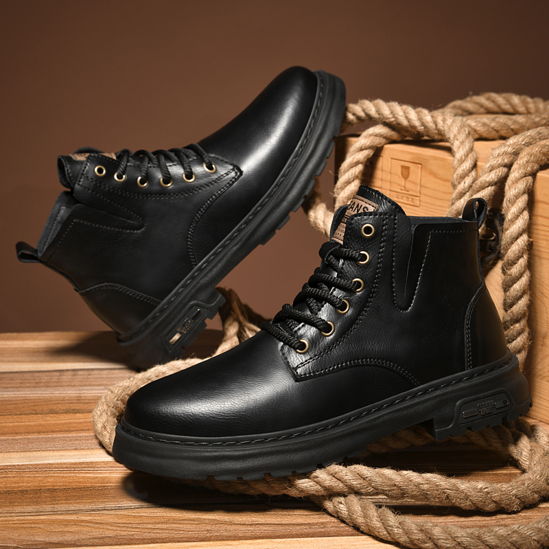 Bull Thunder Короткие мартинсы мужские утепленные коричневые, цвет Brown Insulated Shoes — фото 2