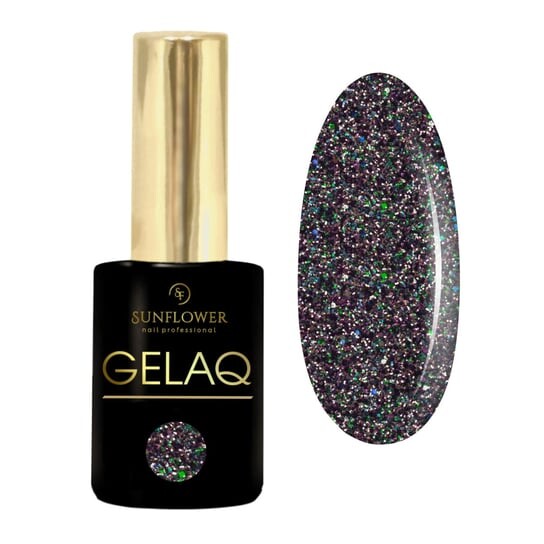 

УФ-гибридный лак - черный и серебристый глиттер Gelaq, Glitter № 179, SUNFLOWER