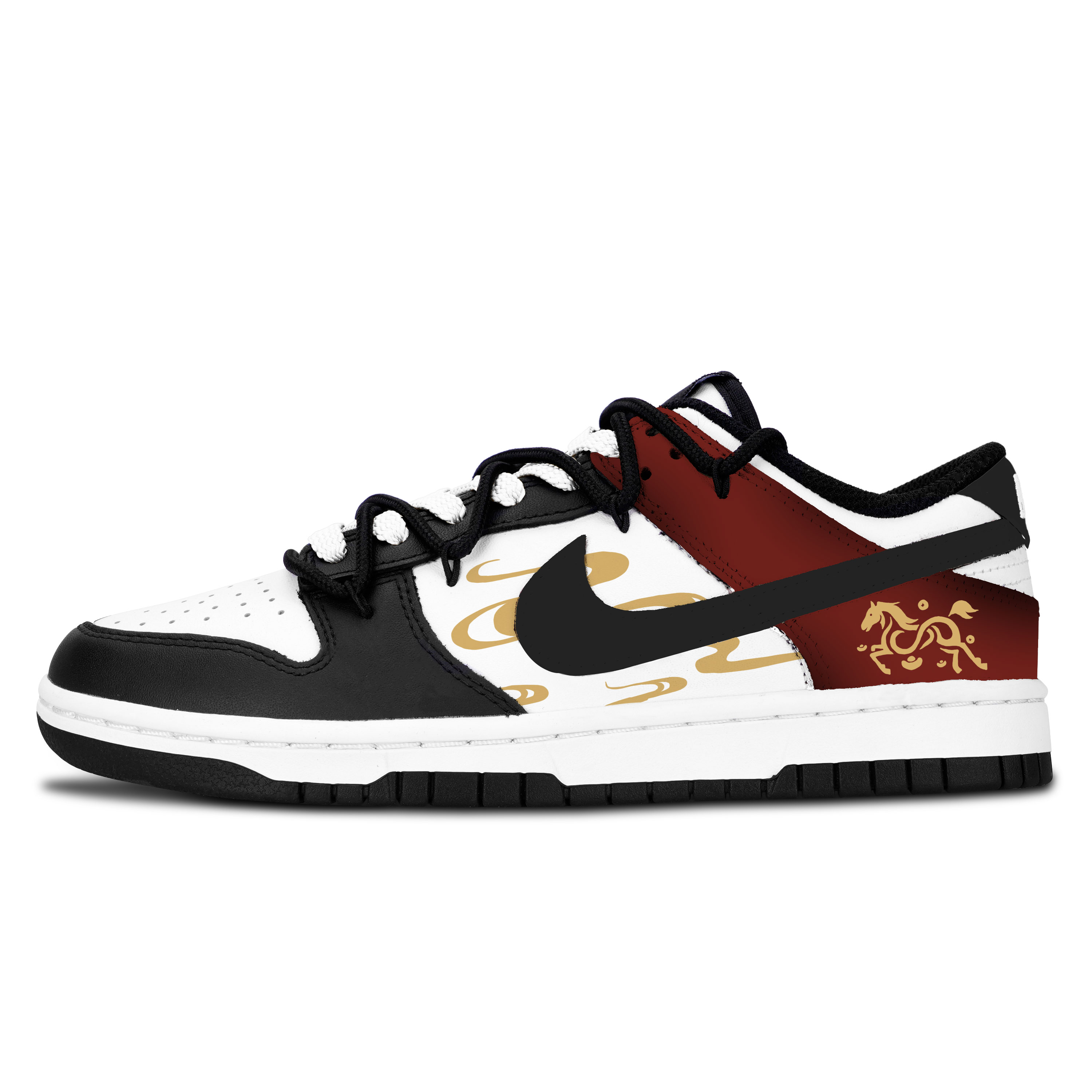 

Nike Dunk Black White, Crimson Flame Swift Tide устойчивые к истиранию и скольжению низкие кроссовки для скейтбординга Unisex красные