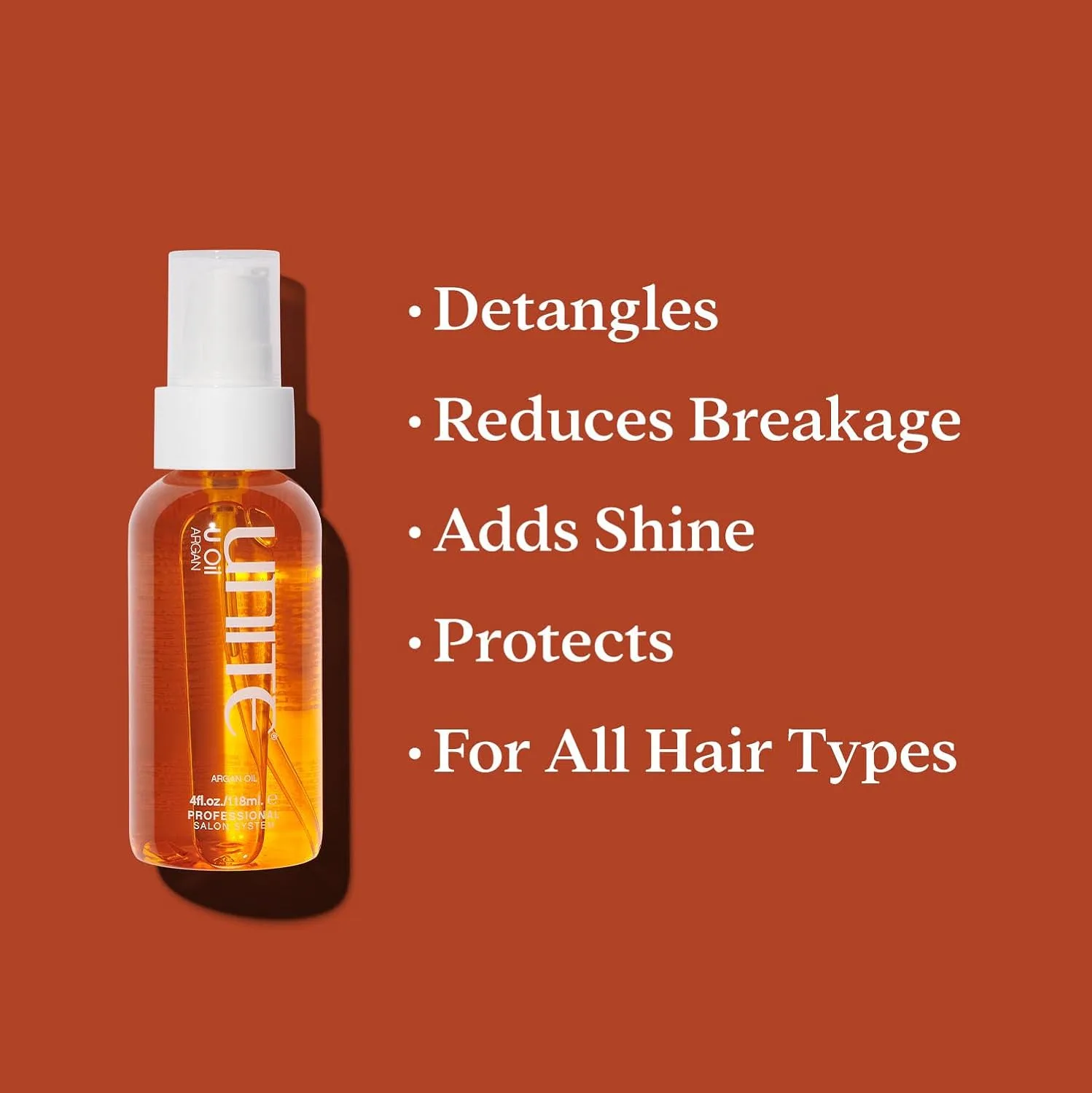 UNITE Hair - U Oil - масло для волос с аргановым маслом для увлажнения, блеска и контроля пушистости - разглаживает, смягчает и защищает, не утяжеляя волосы - подходит для всех типов и текстур волос, 118 мл — фото 3