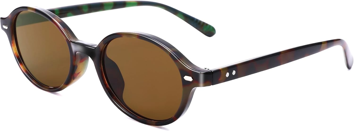 

SCVGVER Ретро овальные солнцезащитные очки для женщин, модные винтажные маленькие узкие круглые солнцезащитные очки в стиле 90-х, A4 - Tortoiseshell Frame - Brown Lens