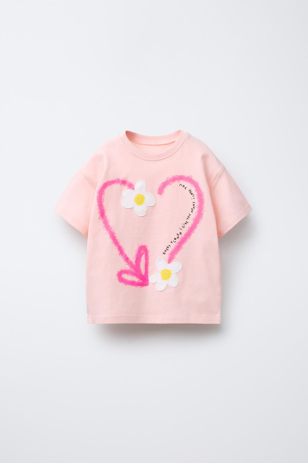 

Футболка с принтом ZARA, цвет Light pink