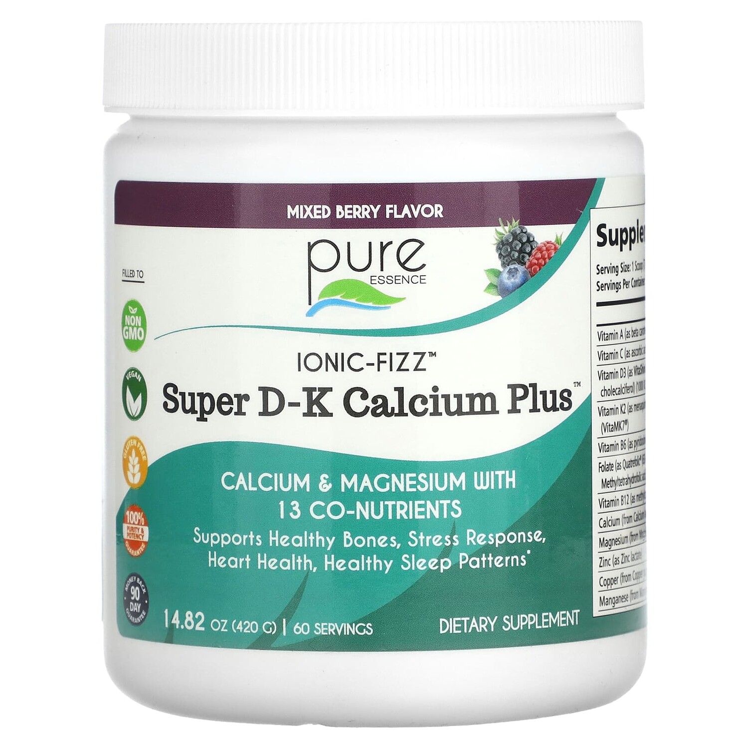 

Pure Essence Ionic-Fizz Super D-K Calcium Plus Ягодный микс 420 грамм