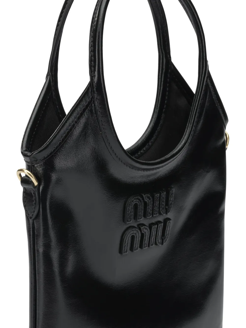 Сумка-тоут из кожи Ivy Miu Miu, черный — фото 4