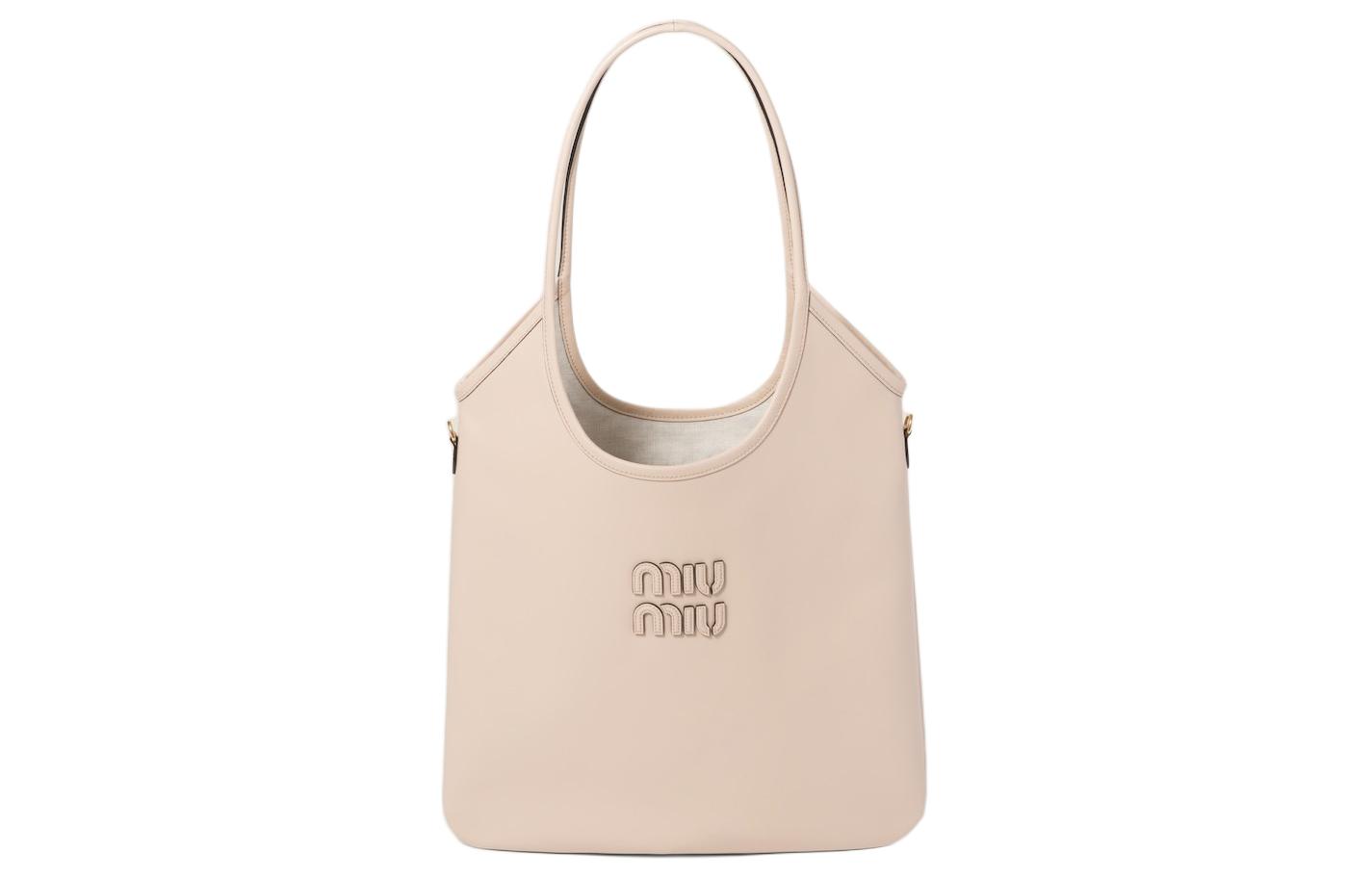 

MIU MIU Кожаная сумка-шоппер через плечо женская, цвет cream