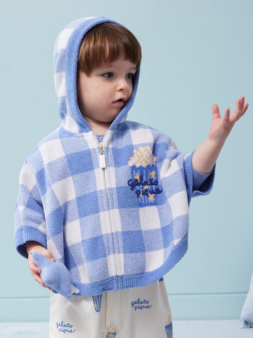Худи Airy Moko Gingham Check Poncho Gelato Pique, BLU[086]