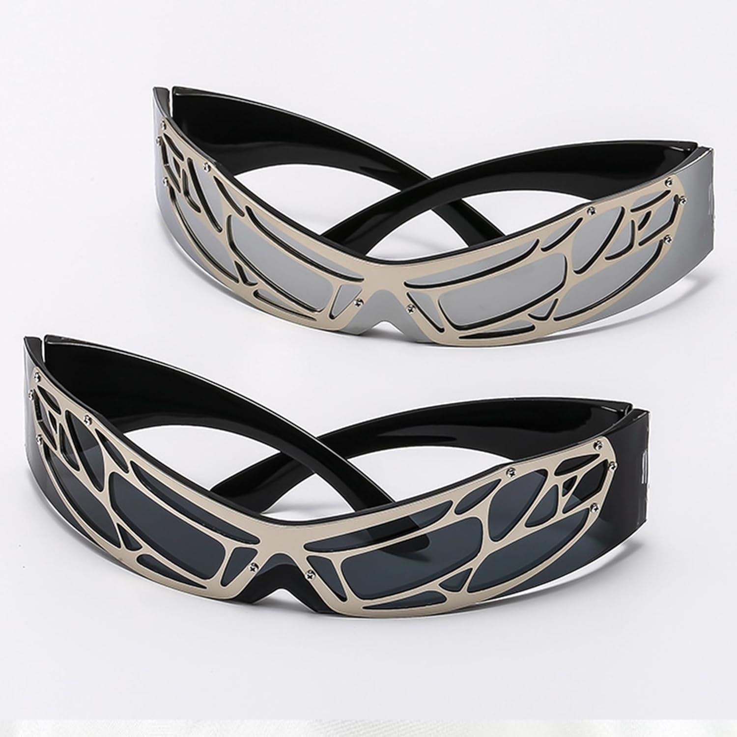 

bullabulling Модные футуристические солнцезащитные очки «Циклоп» с кибер-визором для мужчин и женщин, без оправы, в стиле панк, для косплея, обтекаемые солнцезащитные очки, Silver