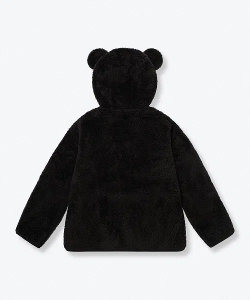 Флисовая куртка с капюшоном и ушками, бренд MUSINSA STANDARD KIDS, на молнии, чёрный — фото 4