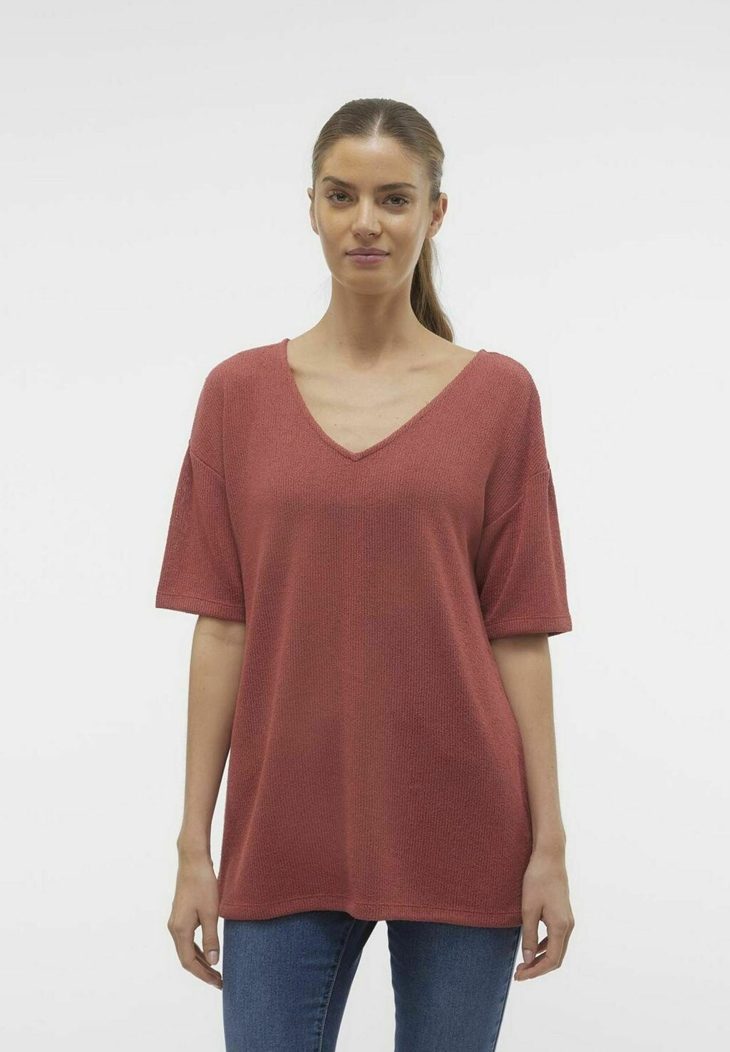 

Футболка базовая VMEDDIE Vero Moda, цвет marsala