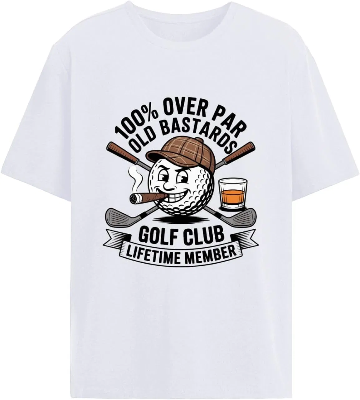 Футболка Old Bastards Golf Club, 100% Over Par Lifetimes Member, женская, винтажная Generic, белый