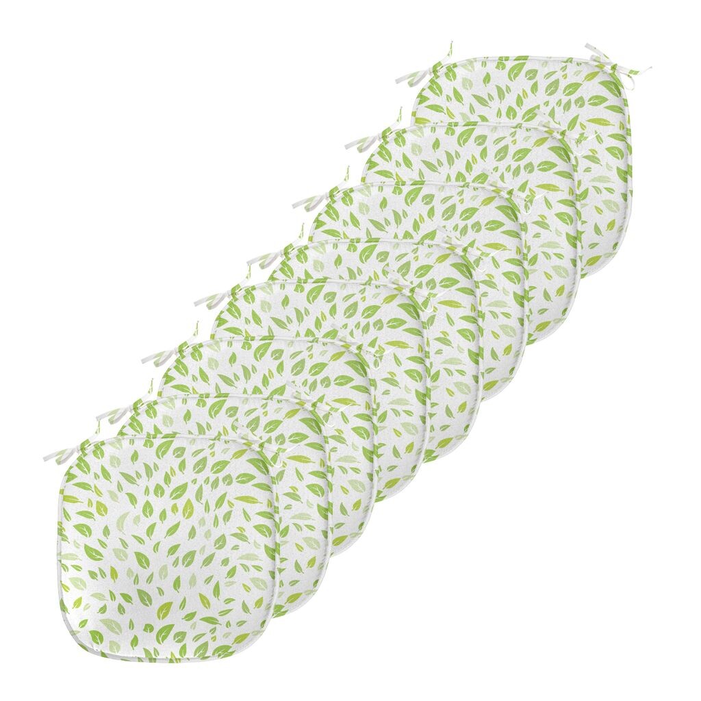 

ABAKUHAUS Leaf Подушки для обеденного стула Летняя весна Садовый лист Декоративная водонепроницаемая подушка с ремнями для кухонных сидений 40 см x 40 см Упаковка из 8 шт. Зеленого цвета, зеленый