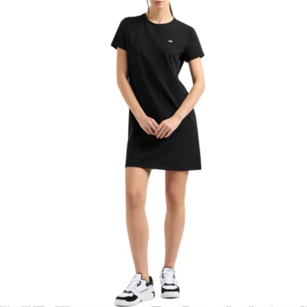 EMPORIO ARMANI Платье с коротким рукавом EA7 SS25 женское черное — фото 3