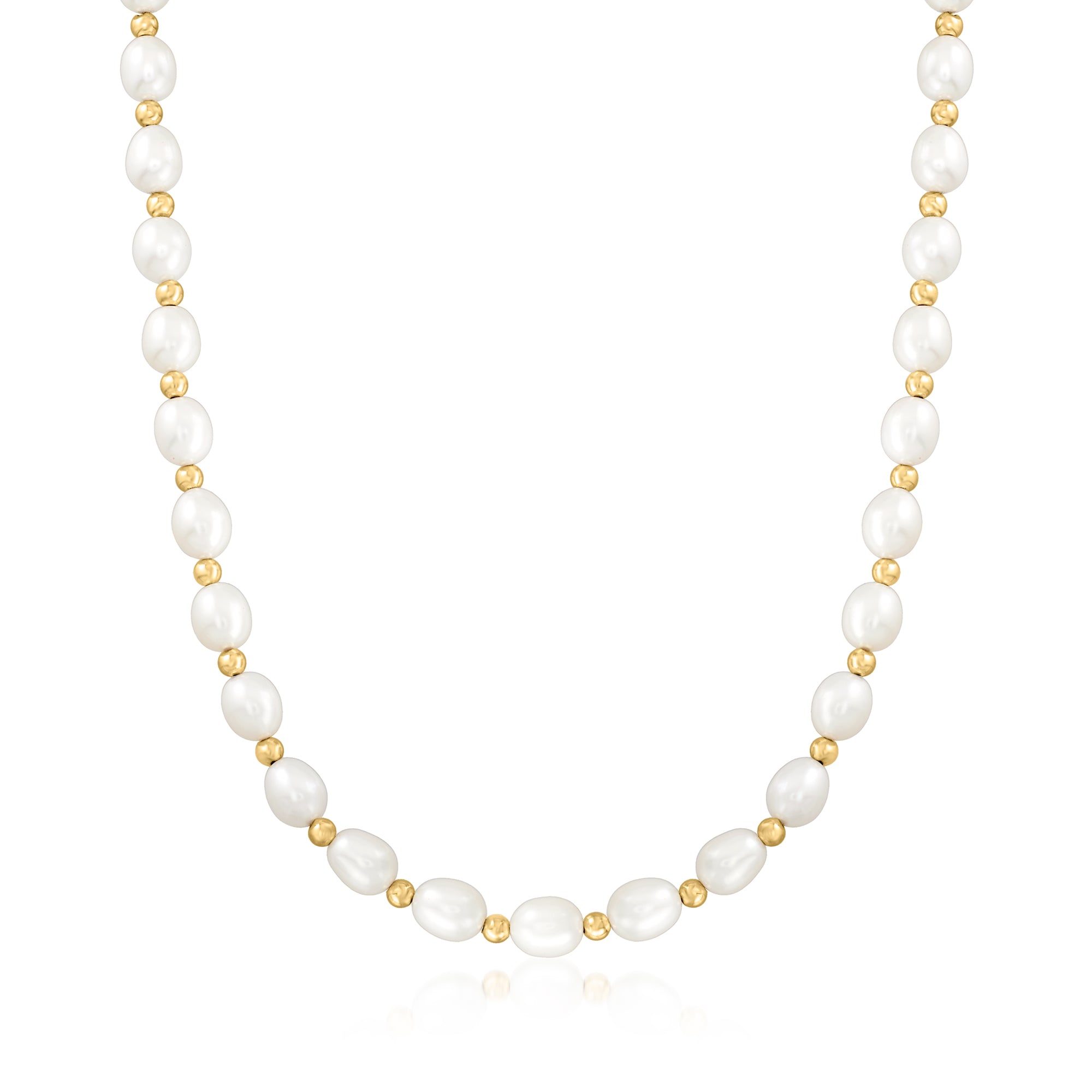 

Ожерелье Ross-Simons с культивированным овальным жемчугом 8-9 мм и 14-каратным желтым золотом Ross-Simons, 16 In