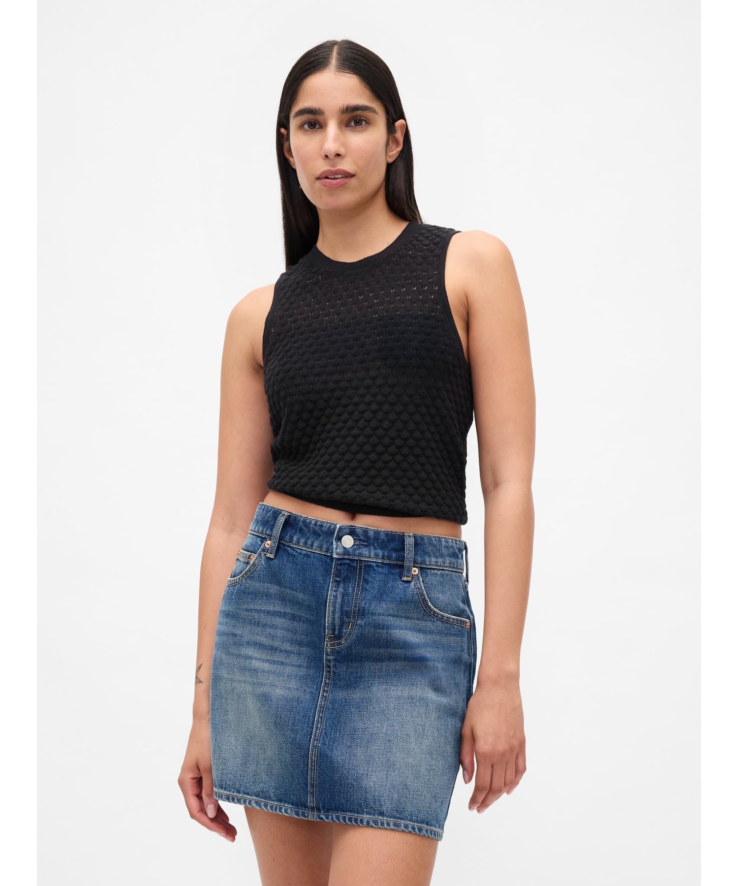 (W)CashSoft Cashmere Touch Легкий укороченный топ-майка GAP, BLACK