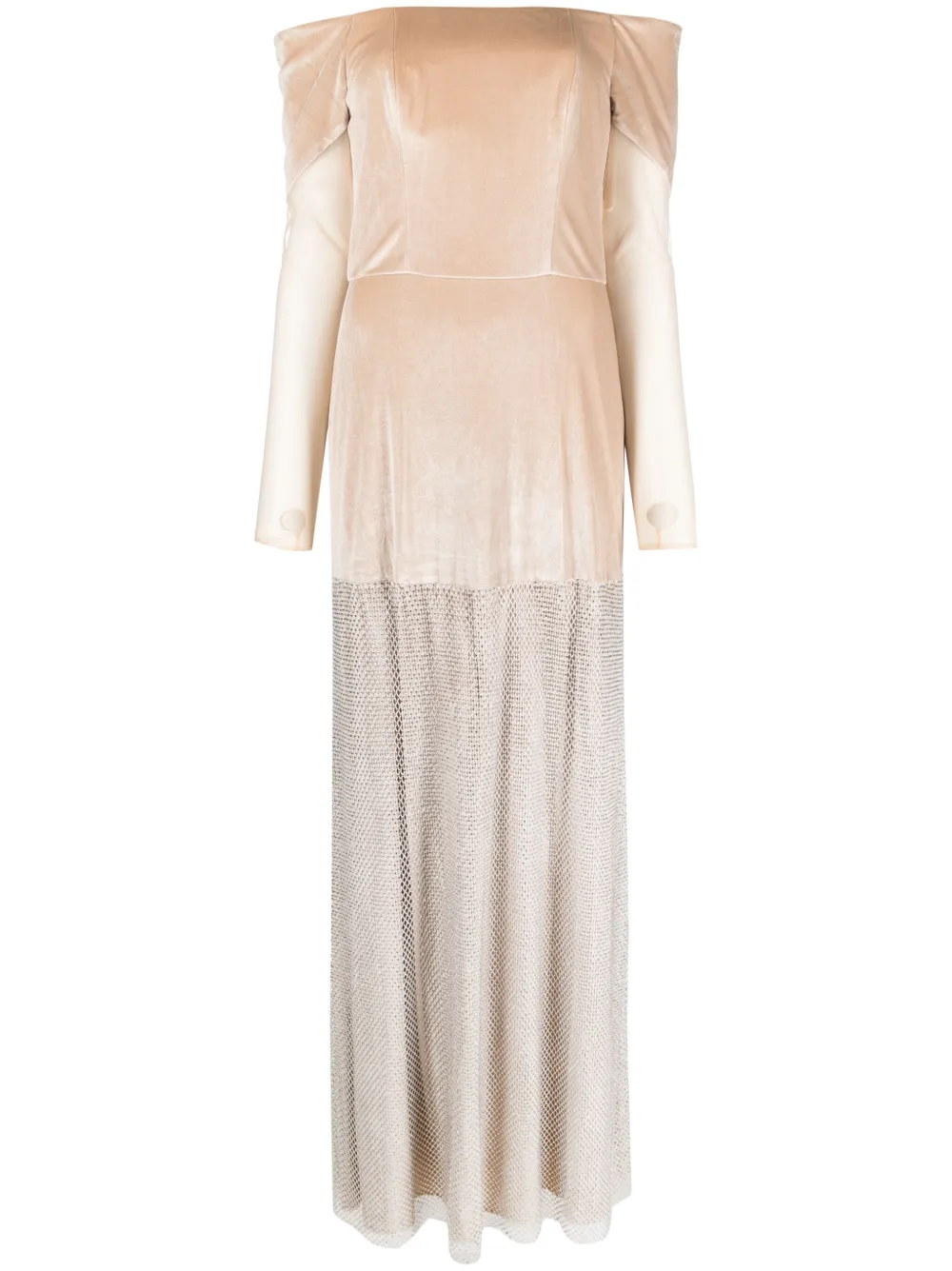 

Платье с открытыми плечами и стразами BAZZA ALZOUMAN, нейтральный