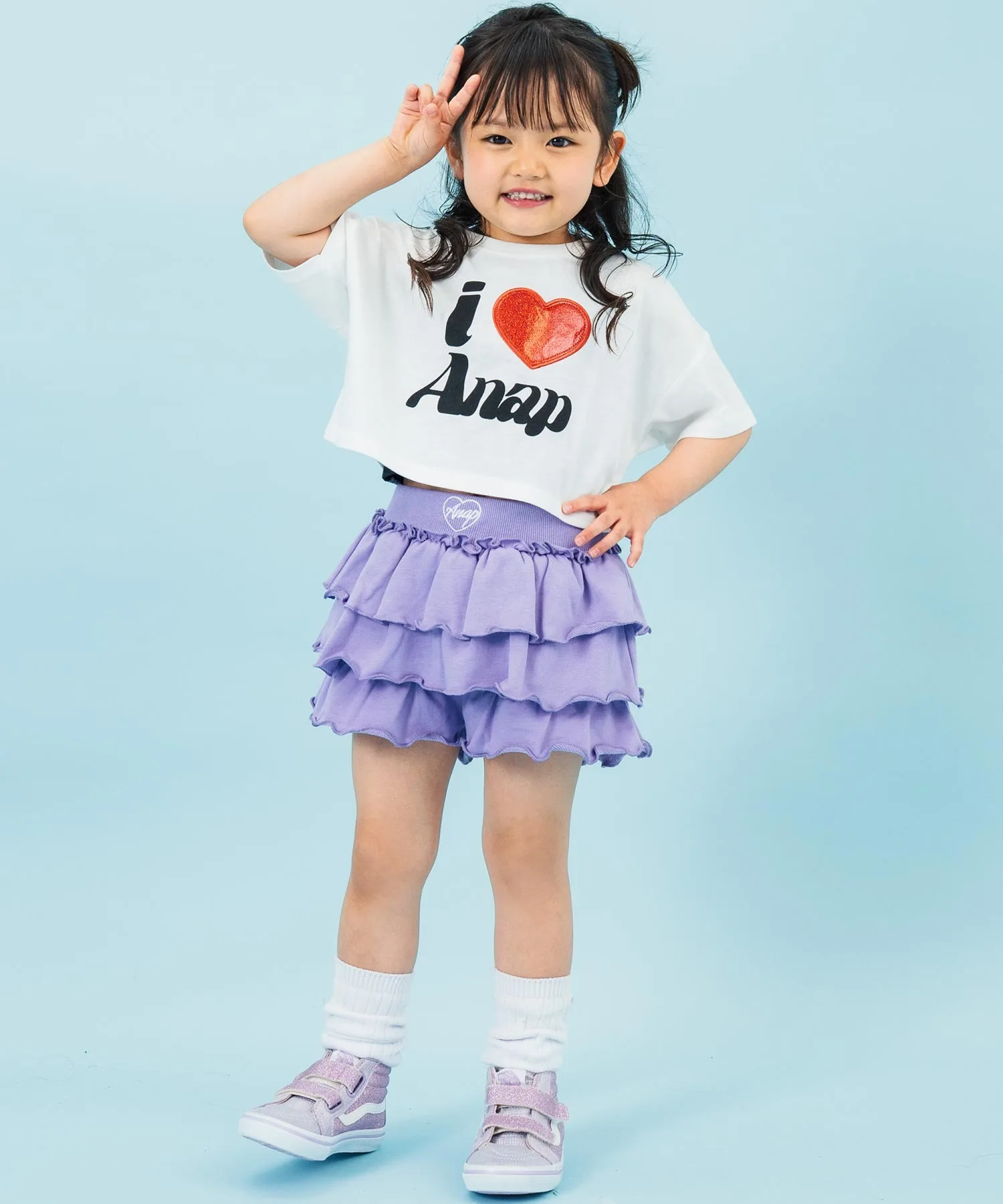 Детская футболка кроп с блестящим сердцем ILOVE ANAP kids белая — фото 4