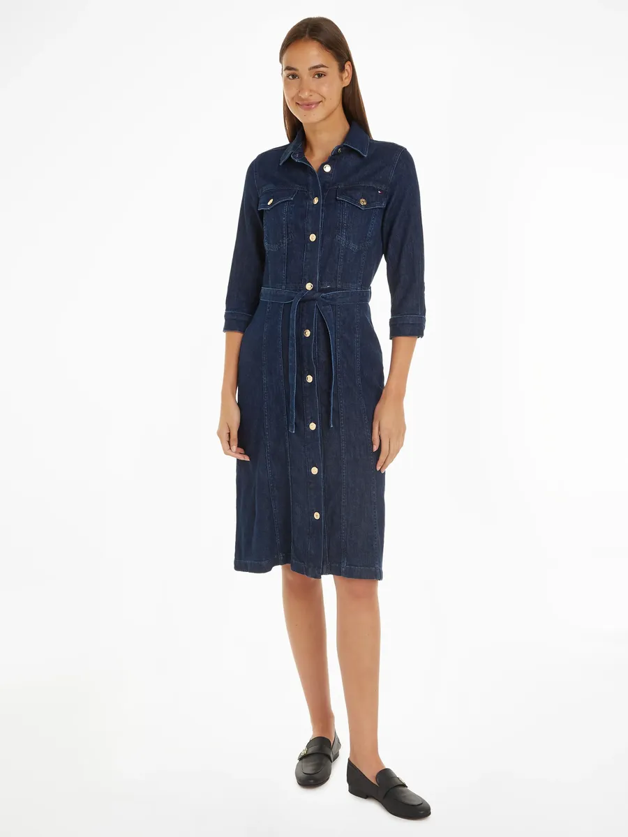 

Джинсовое платье Tommy Hilfiger "DNM LS MIDI BELTED DRESS CLER", с поясом, цвет Cler