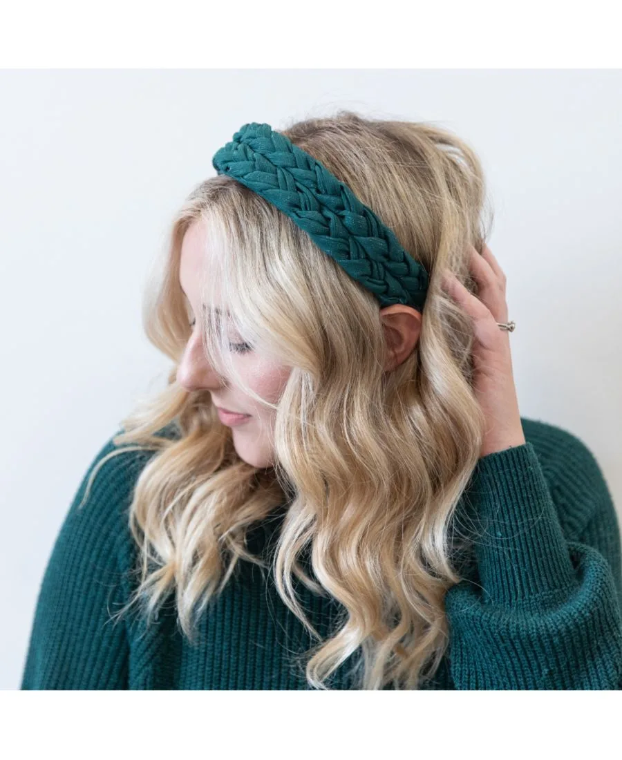 Headbands of Hope Женская повязка на голову с косичками «Blushing Braid» - темно-зеленая — фото 2