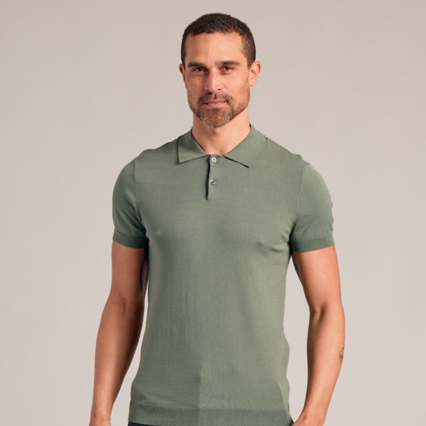 

Мужской эластичный свитер-поло с короткими рукавами True Classic, цвет moss green