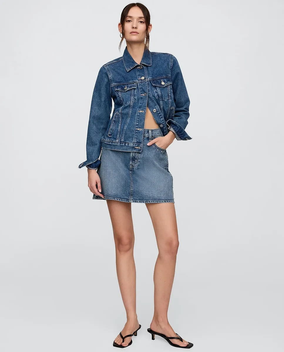 

Короткая джинсовая юбка для женщин Gap, синий