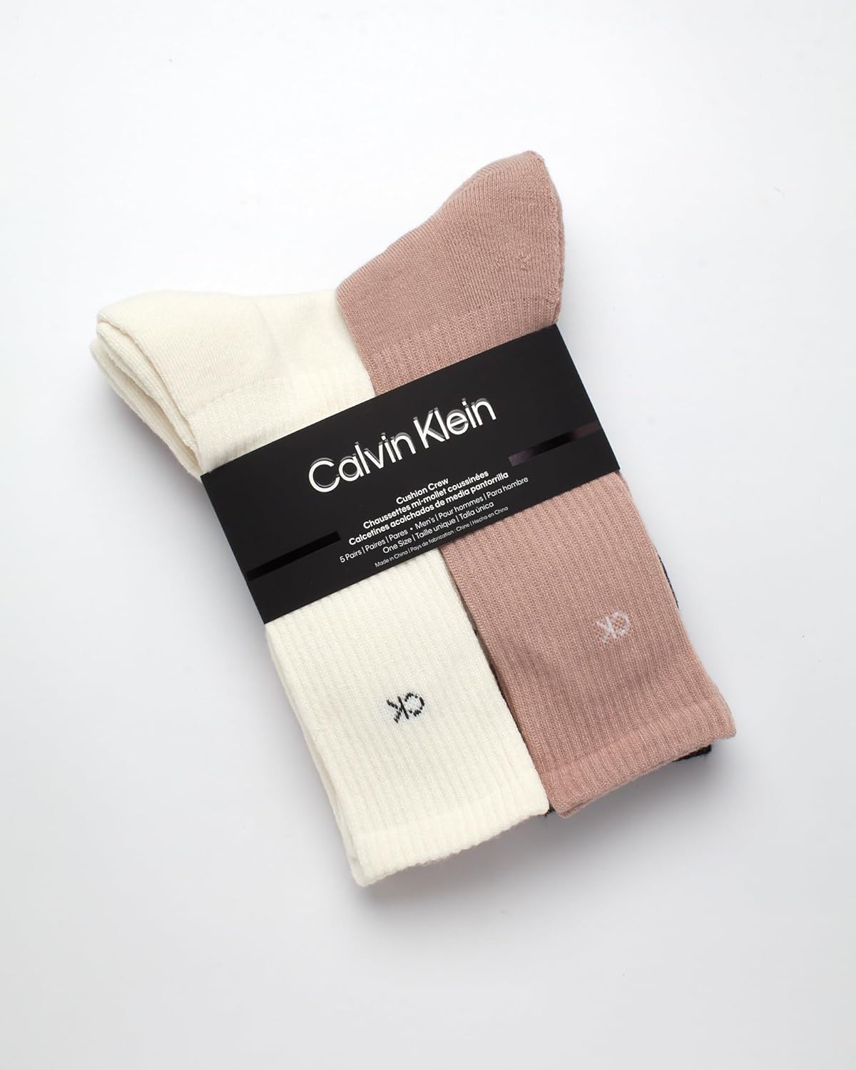 Мужские носки Calvin Klein Crew Socks - 5 пар влагоотводящих спортивных носков с мягкой подкладкой для бега и тренировок, Ivory Assorted — фото 2