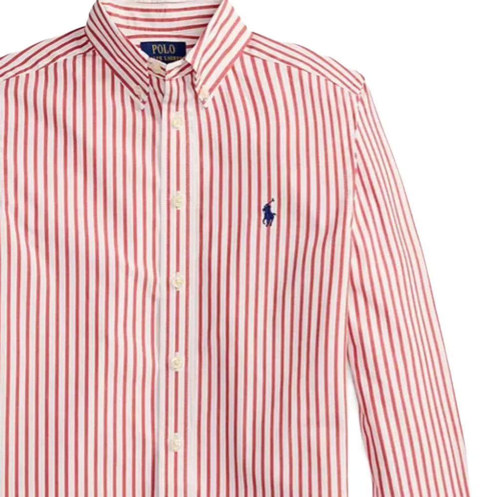 Детская повседневная рубашка Polo Ralph Lauren с воротником, красная/белая — фото 4