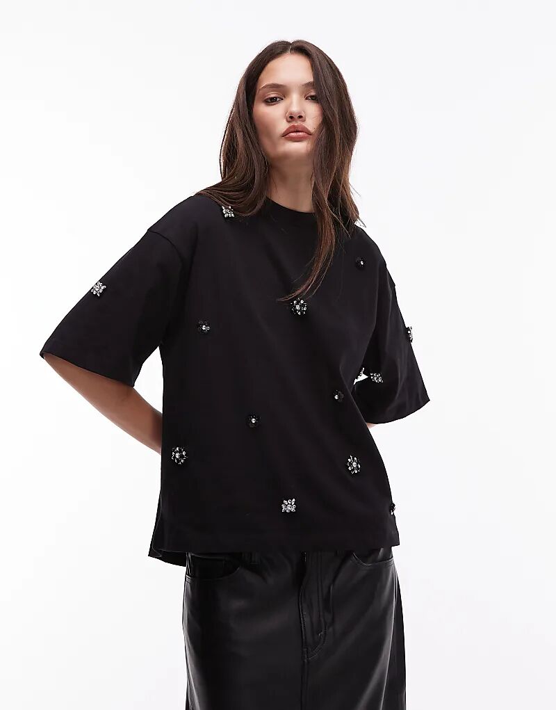 

Футболка Allsaints Amelie с декором, черного цвета