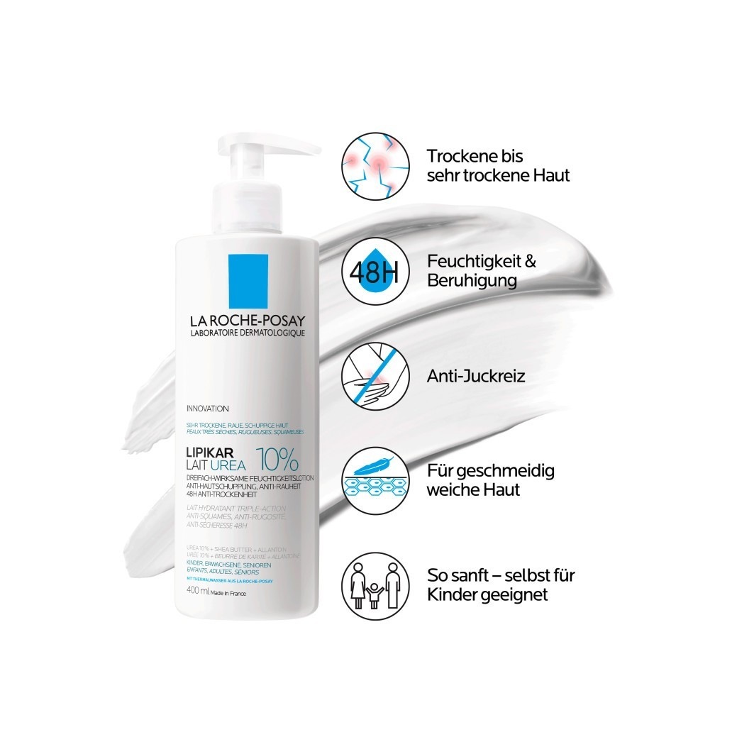 Лосьон для тела lipikar lait urea 10% La Roche Posay, объем 400 мл — фото 2