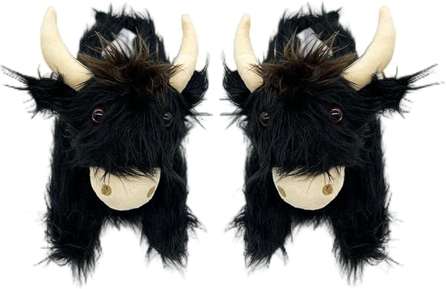 

Мягкие теплые домашние тапочки в виде шотландской коровы породы Хайленд, с рисунком животного, унисекс Generic, черный