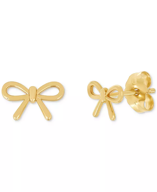 

Миниатюрные полированные ажурные серьги-гвоздики в форме банта из 14-каратного золота Macy'S, gold