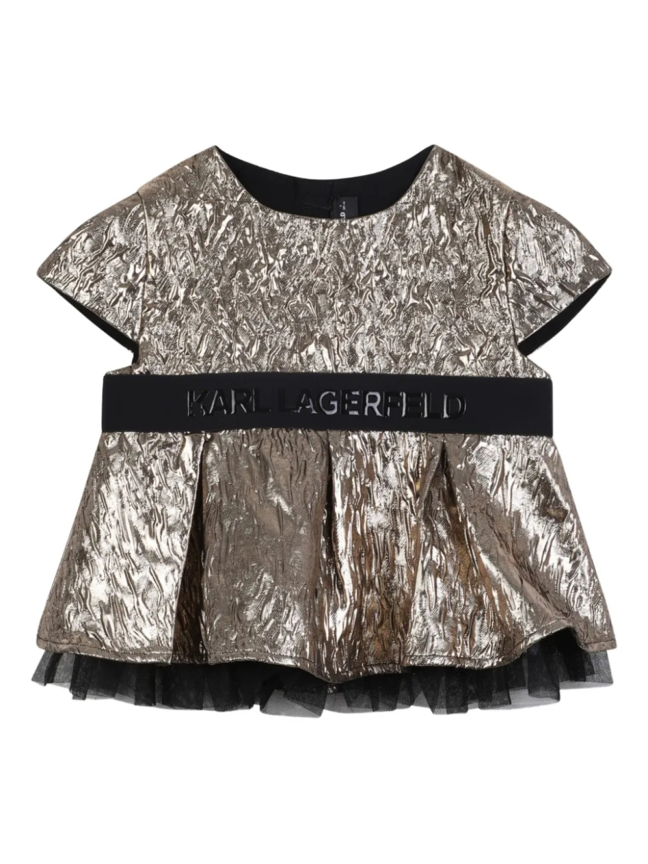 

Karl Lagerfeld Kids плиссированный топ с эффектом металлик, золотой