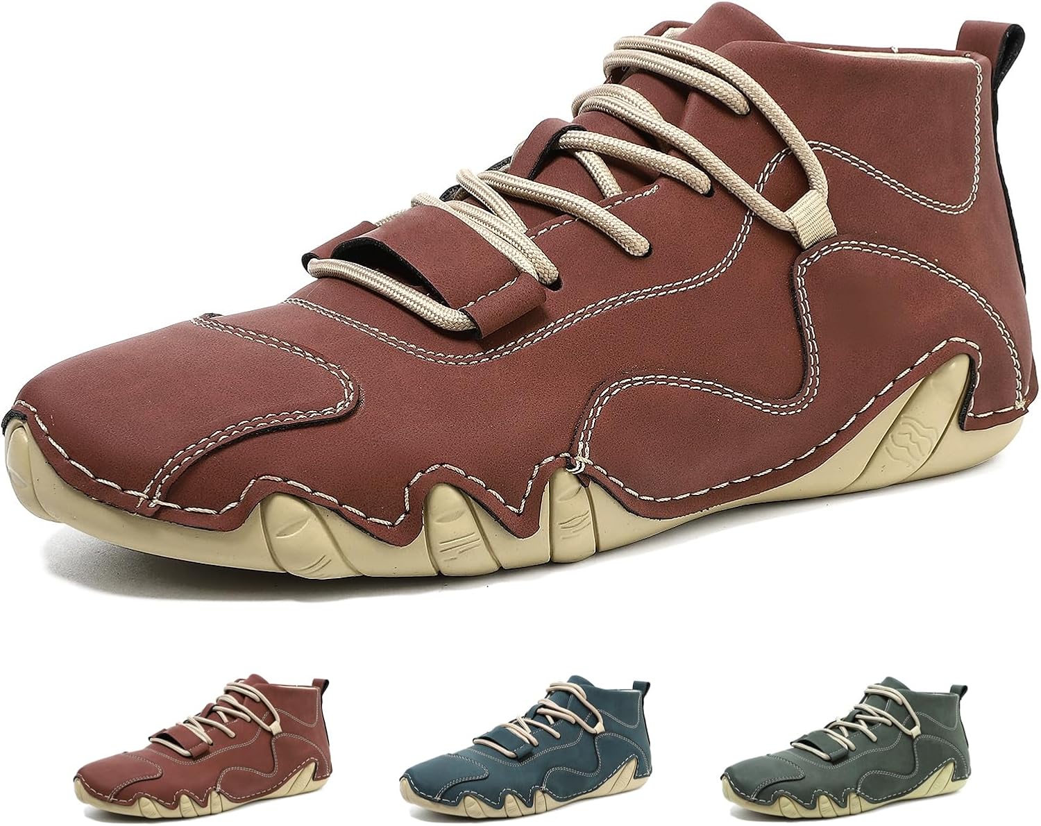 

Мужские замшевые ботинки чукка до щиколотки для походов, кемпинга и вождения, на все сезоны, модные, с ручной строчкой, с круглым носком, на шнуровке, высокие кроссовки, удобная обувь для улицы, повседневная обувь и для бега Glbdu, красный