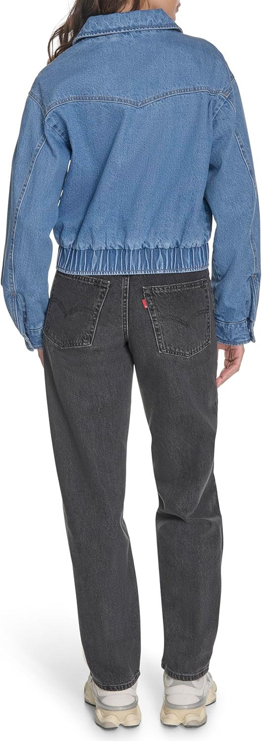 Женская куртка-бомбер Levi's с отложным воротником, голубой — фото 4