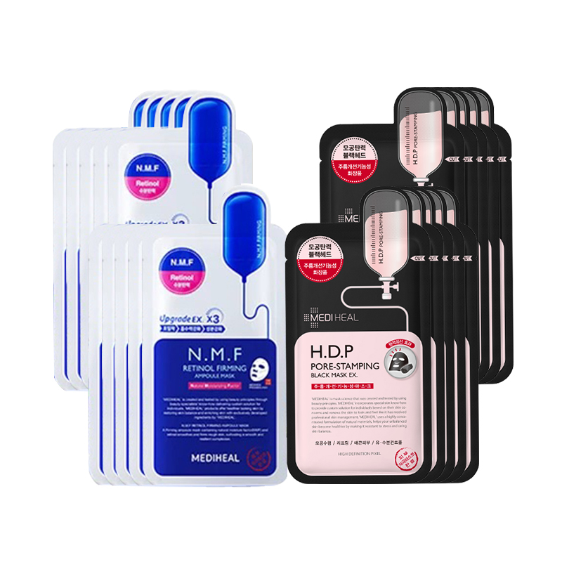 

MEIDIHUIER Увлажняющие маски для лица с эффектом лифтинга и увлажнения MEDIHEAL, new hydrating tightening facial mask 10 pcs+черный facial mask for pore tightening 10 pcs