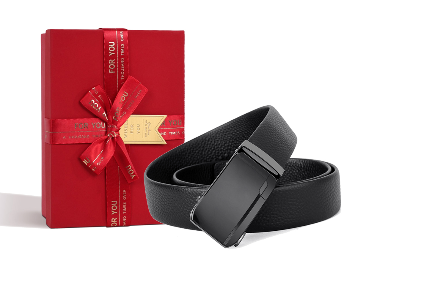 

Ace Paul Ремень из натуральной кожи для мужчин черный шириной 3.5 см, Black 110cm + Tanabata gift box