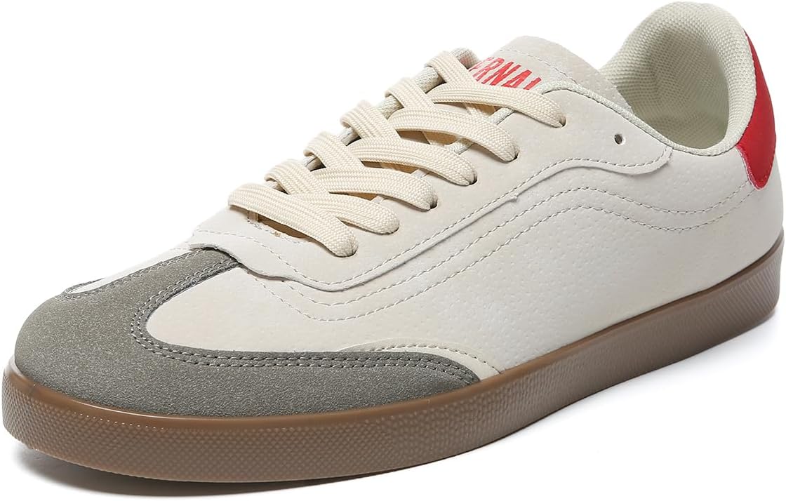 

Мужские модные кроссовки Bernal с низким верхом для прогулок и путешествий, повседневные удобные кроссовки на шнуровке, противоскользящие, для тенниса, школы, гимнастики, катания на скейтборде и спорта, красный/серый