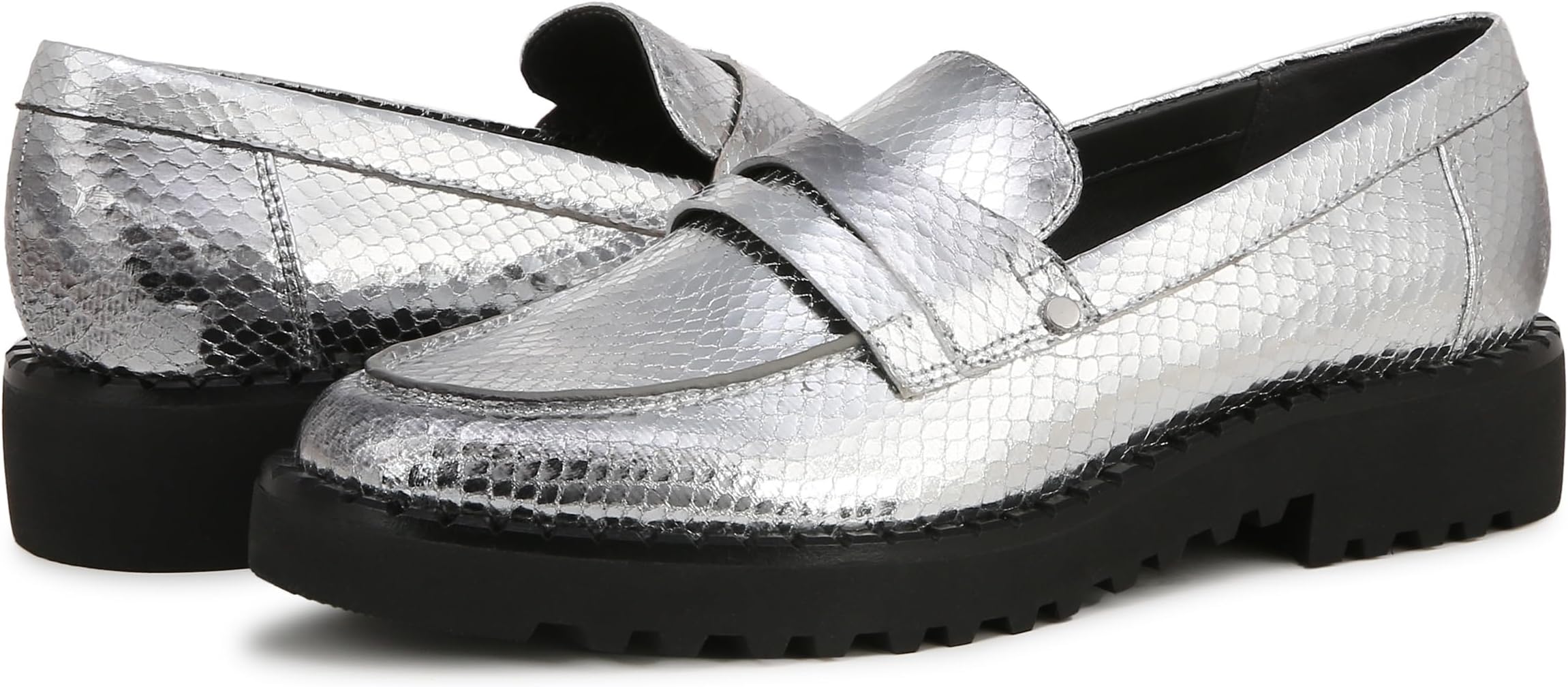 Лоферы Franco Sarto Cassandra Slip-Ons, цвет Silver Snake Faux Leather