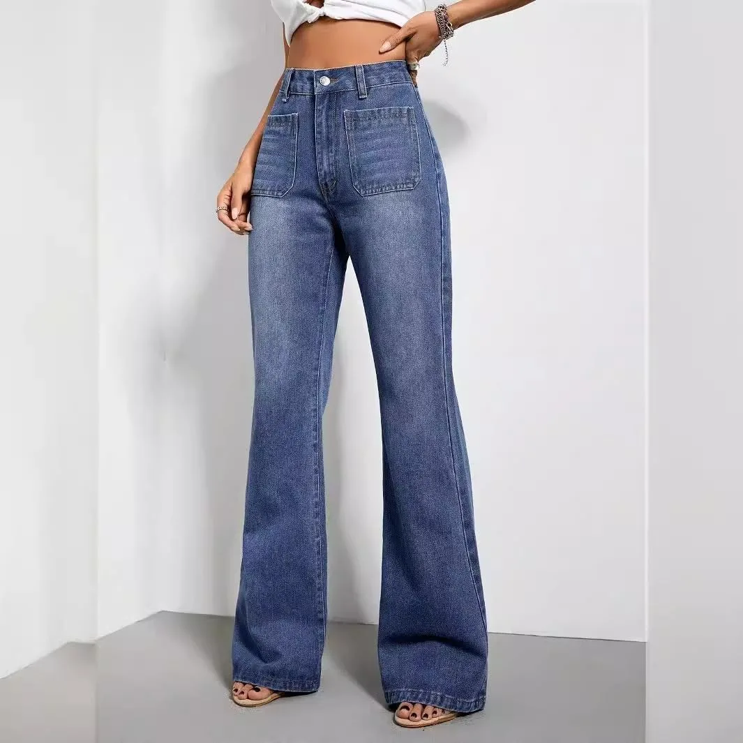 Женские джинсы slim-fit с карманами и молнией — фото 4