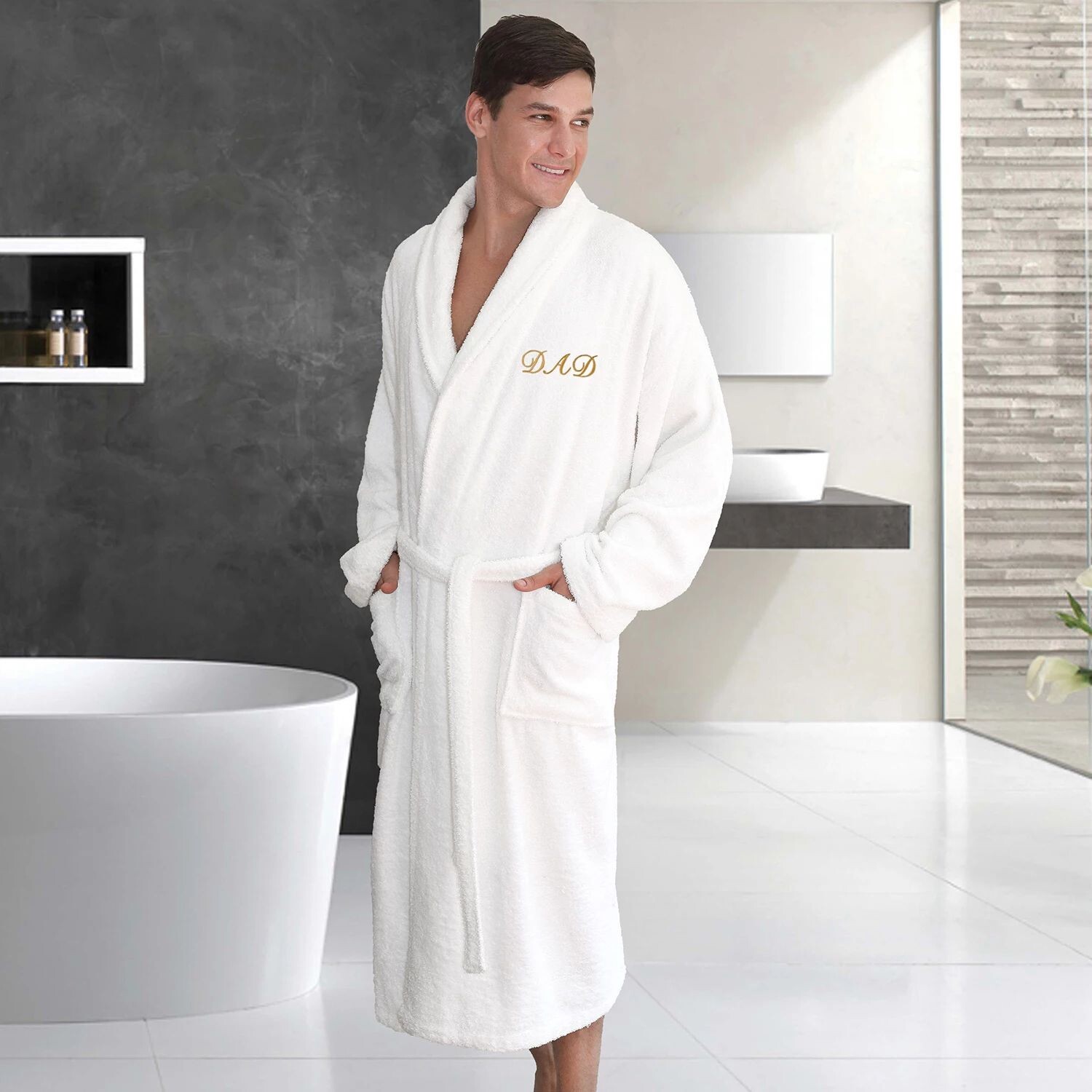 

Linum Home Textiles Хлопковый махровый халат "Папа" с вышивкой