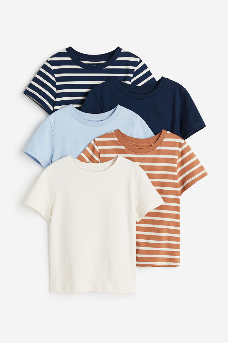 

5 пар хлопковых футболок H&M, синий