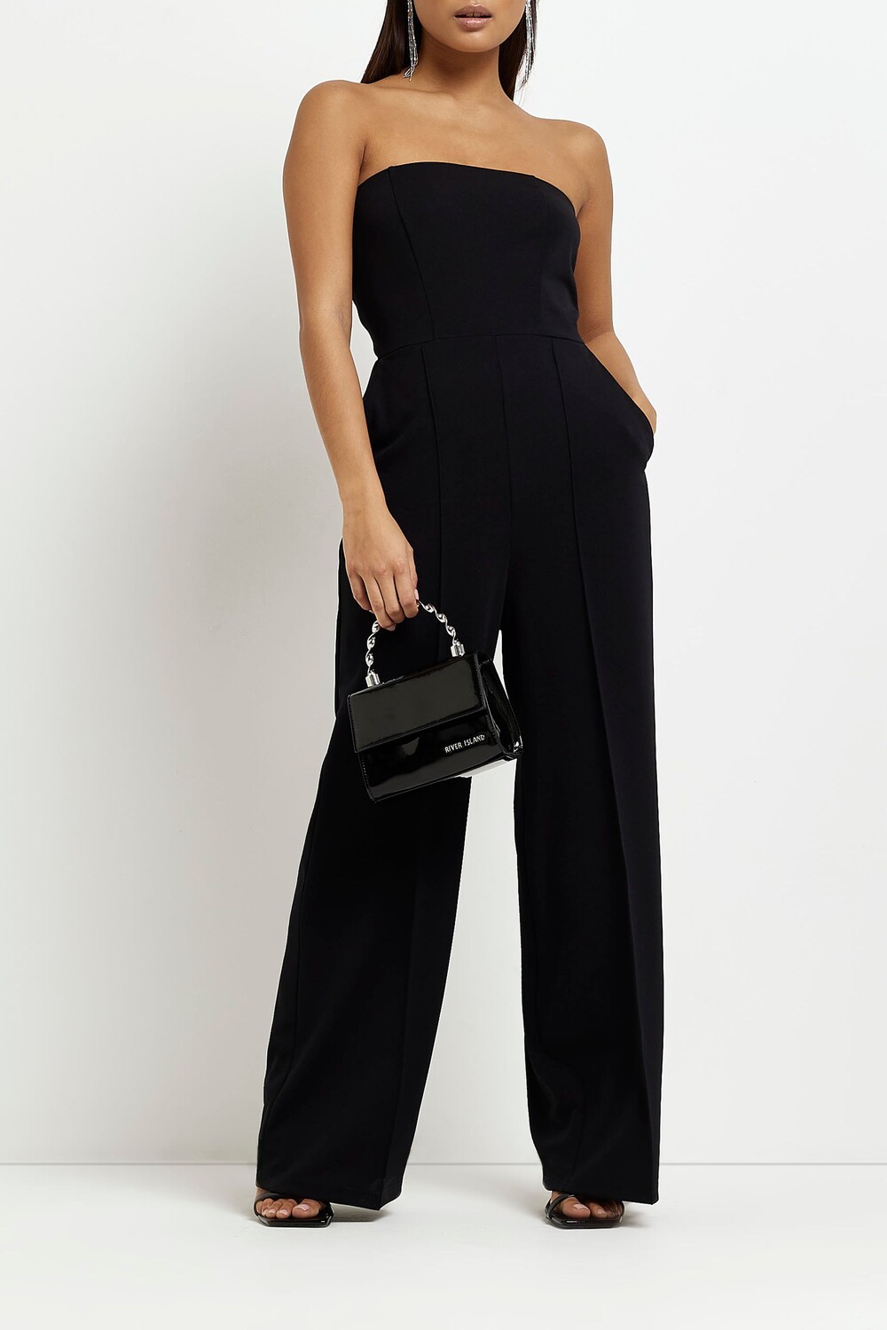 

Компактный корсетный комбинезон с вырезом Bardot River Island, черный
