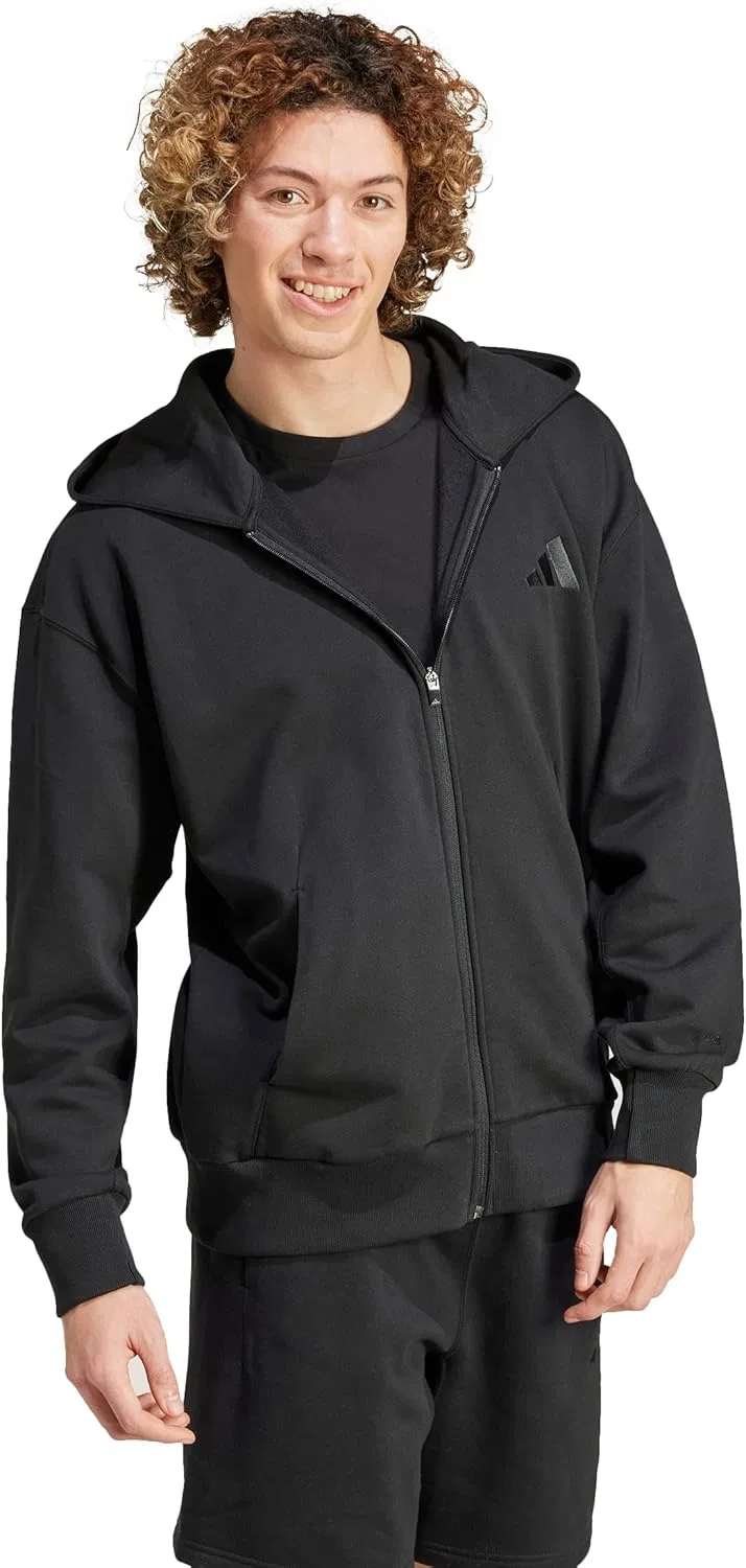 Толстовка Adidas All Szn Fleece с молнией, черный — фото 2