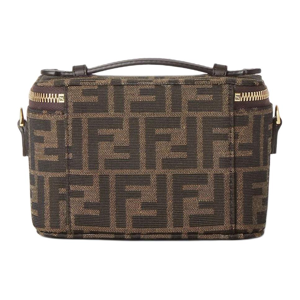 FENDI Джутовая сумка для обеда косметичка через плечо кроссбоди миниатюрная женская коричневая — фото 3