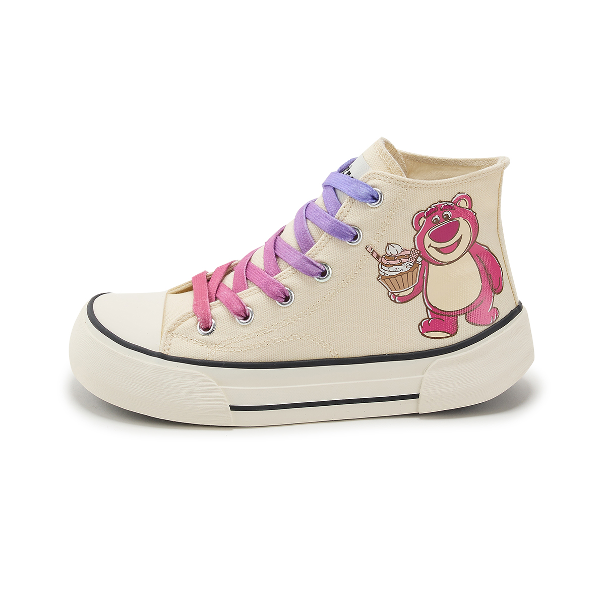 

Кроссовки детские высокие из хлопка серии Strawberry Bear с противоскользящей подошвой, устойчивые к ударам и истиранию, с поддержкой стопы Disney, белый