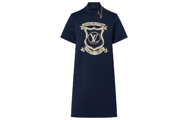 

Новые квартальные продукты LV Короткие рукава платья женские синие Louis Vuitton