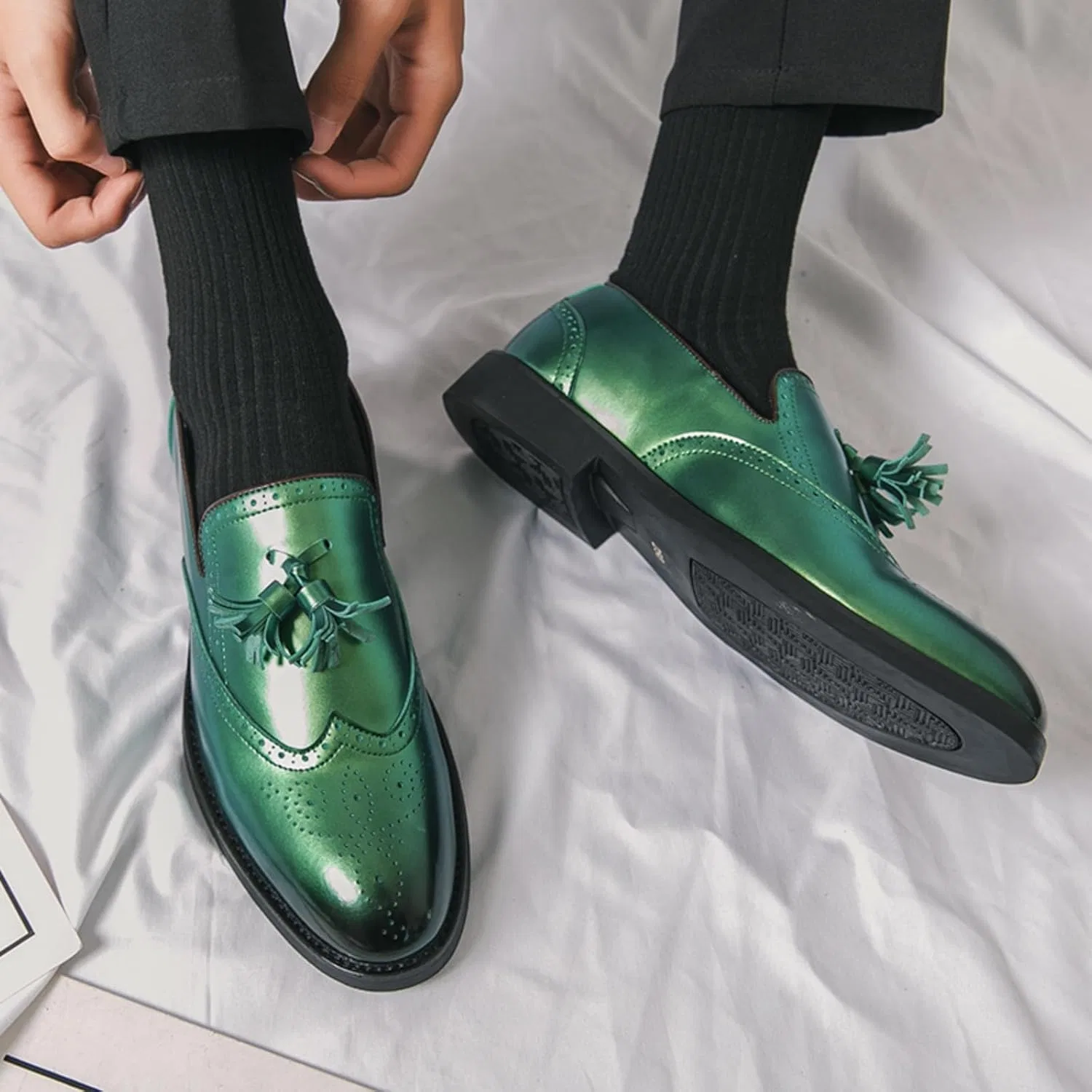 Лоферы классические slip-on, Patent Leather, синие Dwihuize — фото 3