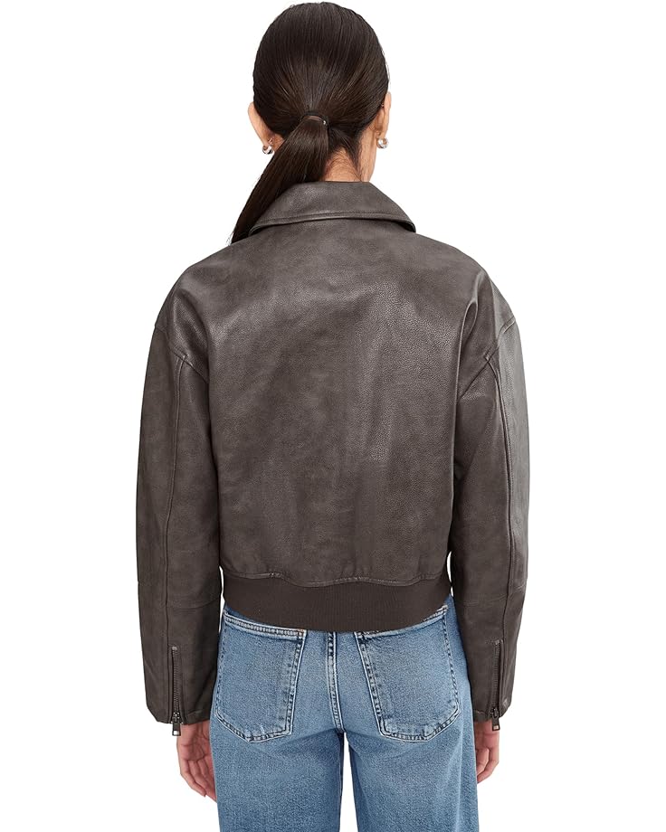 Женская куртка-бомбер Levi's Faux Leather With Laydown Collar, Ash — фото 4