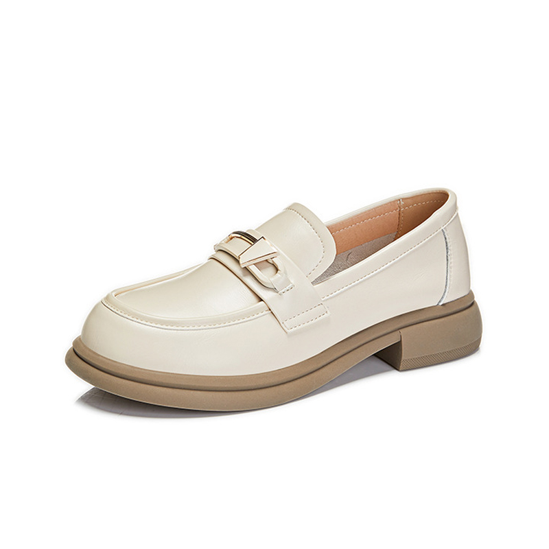 SENJIALUO Лоферы женские бежевые на каблуке 2,5 см, цвет Beige