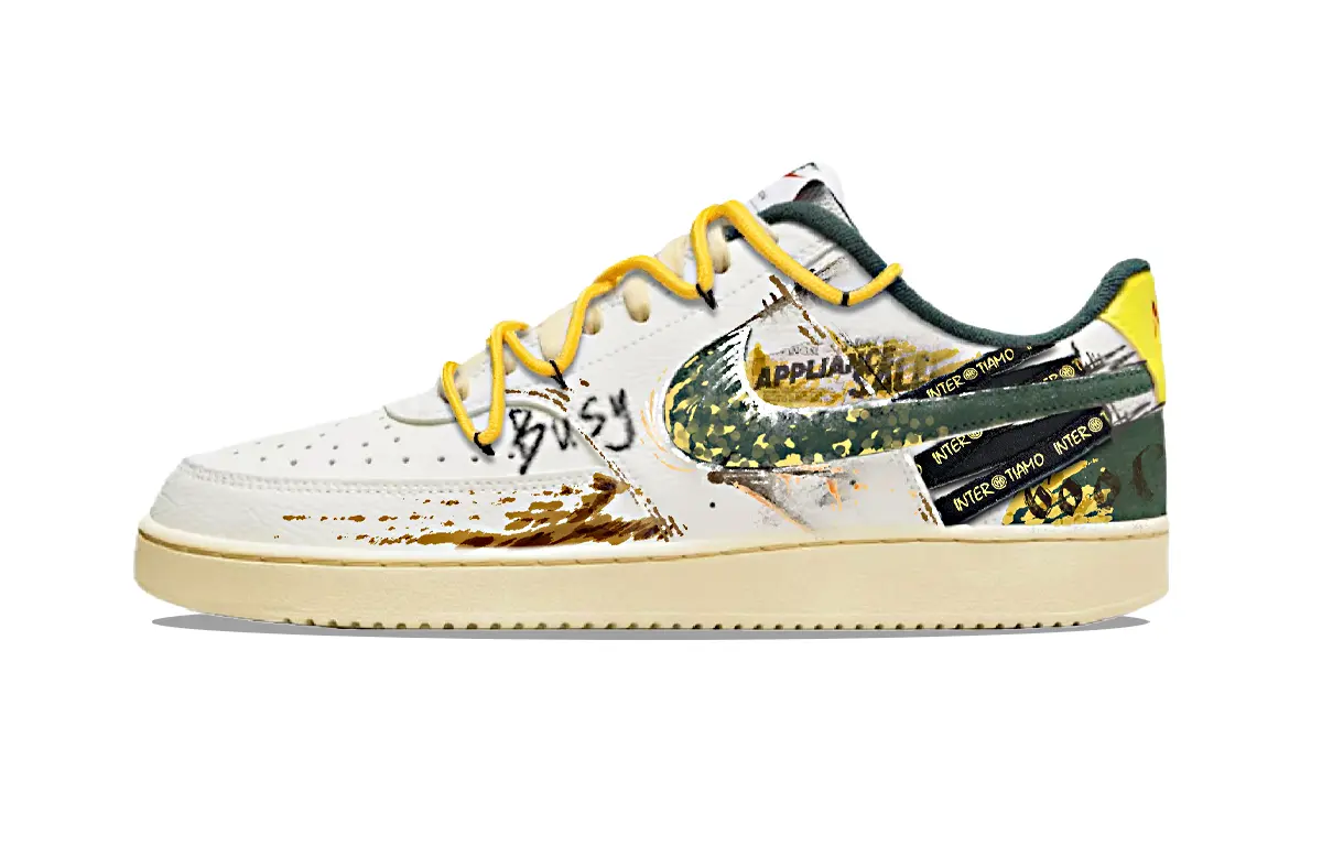 

Nike Court Vision 1 Cushioning Abrasion Resistant Lightweight Breathable Low top Skateboard Shoes Unisex Yellow Green